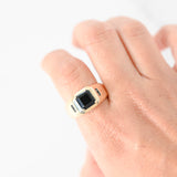 14k Yellow Gold Black Diamond and Onyx SIgnet Ring