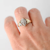 10K Yellow Gold Diamond Cluster Vintage Cocktail Ring