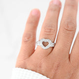 14K White Gold Diamond Cluster Heart Ring