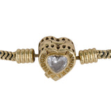 14K Yellow Gold Pandora Round Franco Link Chain Heart Locket Clasp Bracelet