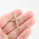 14K Yellow Gold Jesus Crucifix Cross Pendant 1.8g