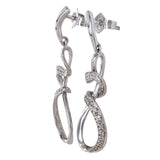 10k White Gold Diamond Twisting Knot Pendant and Drop Earring Jewelry Set