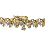 Pulsera de eslabones en forma de S de tenis con diamantes en oro amarillo de 14 k, 2,25 quilates