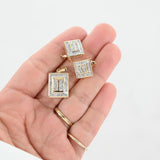 18K Yellow Gold Princess Cut Diamonds Earrings And Pendant Jewelry Set