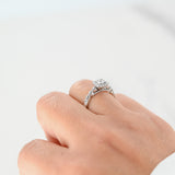 14K White Gold Diamond Illusion Setting Mil-grain Engagement Ring