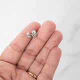 14K White Solid Gold And Diamonds Stud Single Earring