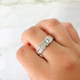 Banda de boda de diamantes para hombre - Anillo de aniversario de oro blanco sólido - Anillo de matrimonio apilable unisex