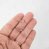 Aretes de diamantes naturales de talla brillante redondos de oro macizo blanco de 14 quilates