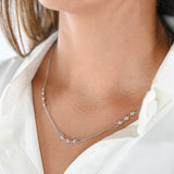 14K White Gold Diamond Bezel Set 2-Strand Rolo Link Chain Necklace