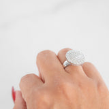 14K White Gold Big Round Cluster Diamond Ring