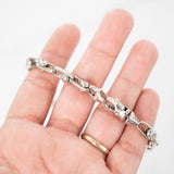 14K White Solid Gold Bezel Set Slading Round Diamonds Bracelet