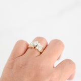 14K Yellow Gold Marquise Diamond Center And Baguettes Accents Ring