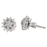 14K White Gold Diamond Earrings And Diamond Cluster Ring