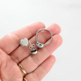 14K White Gold Cluster Diamond Ring And Earrings Heart Shape Jewelry Set