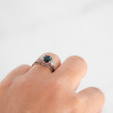 14K White Gold Diamond And Oval Blue Sapphire Ring