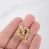 14K Two-Tone Solid Gold Diamond Heart Pendant