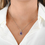 Silver .925 Amethyst And Diamond Necklace And Earrings Set