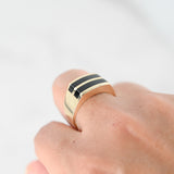 14K Yellow Gold Onyx Inlay Square Signature Ring