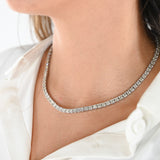 Collar de tenis graduado sin vuelta con diamantes en oro blanco de 14 quilates, 13,80 quilates