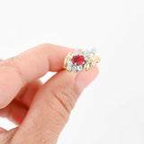 14k Yellow Gold Diamond and Oval Ruby Cocktail Ring