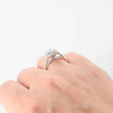 14K White Gold Diamond Solitaire With Accents Engagement Ring 0.93Ctw