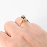 14k Yellow Gold Black Diamond Round Cut With Accents Baguettes Ring