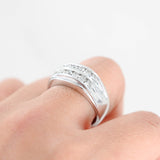 14K White Gold Diamond 2-Row Channel Set Men's Ring