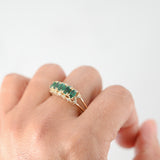 14K Yellow Gold Emerald Oval-Cut And Diamond Cocktail Ring