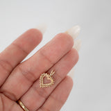 10k solid gold heart shaped pendant with Diamonds and Rubies