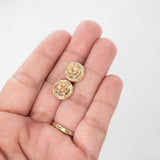 10K Two-Tone Solid Gold Diamond Round Earrings