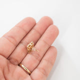 14K Solid Yellow Gold Diamond Single Stud Earring