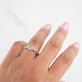 10k White Gold Diamond Twisting Bypass Three Stone Cluster Engagement Ring