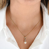 14K Yellow Gold Pearl And Diamonds Charm Pendant