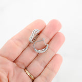 10K White Gold Diamond Twisted Huggies Earrings