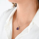 14k White Gold Solitaire Cushion Cut Amethyst Pendant