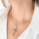 18k Tri-colored Gold Openwork Cross Pendant