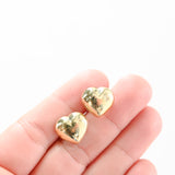 14k Yellow Gold Heart Shaped Stud Earrings