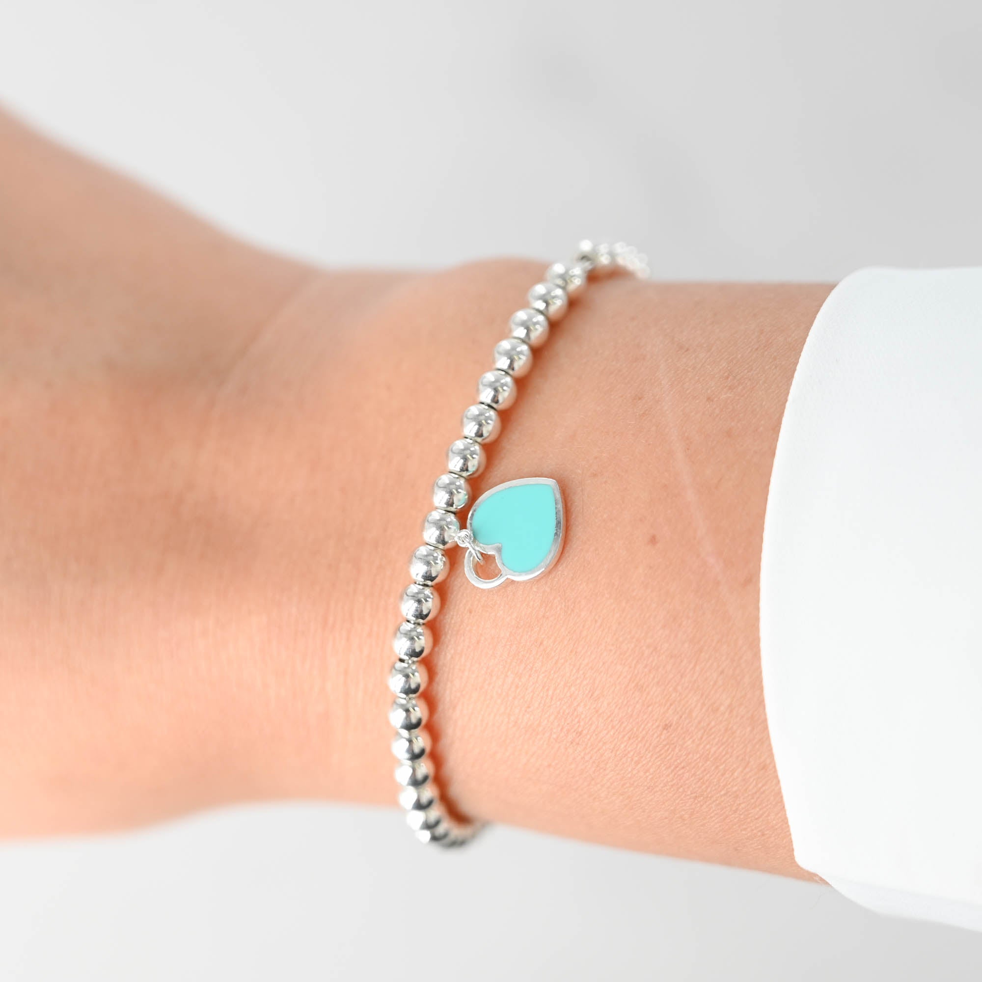 Tiffany Co Silver Heart Tag Bead Bracelet –