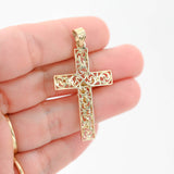 14k Yellow Gold Diamond-Cut Jesus Christ Cross Pendant 1.9"