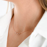 14k Rose Gold Diamond Lucky 777 Charm And Rolo Link Dainty Chain Necklace