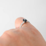 18K White Gold Sapphire Pear Cut And Diamond Ring