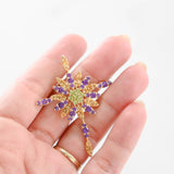 14K Yellow Gold Amethyst, Citrine And Peridot Cross Star Pendant