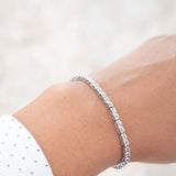 10K White Solid Gold And Diamonds Dainty Bracelet