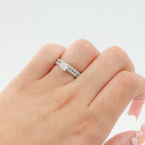 10K White Gold Diamond Engagement and Wedding Half Eternity Band Ring Set