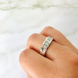 Mens Diamond Wedding Band - Solid White Gold Anniversary Ring - Unisex Stackable Marriage Ring