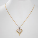 14K Two-Tone Solid Gold Diamond Heart Pendant