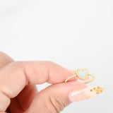 14K Yellow Gold Heart Shape Mother Of Pearl Milgrain Heart Ring