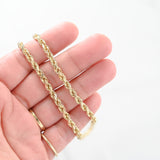 Cadena larga con eslabones de cuerda de talla diamante de oro amarillo de 14 k, 31,8 g