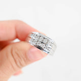 14K White Gold Diamond 2-Row Channel Set Men's Ring