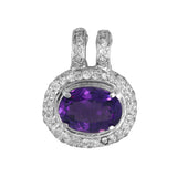 14K White Gold Diamond And Amethyst Pendant, Ring And Earrings Jewelry Set